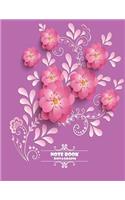 Notebook Dot&Graph: Graphic Flowers On The Purple Cover Notebook Journal Diary, 110 pages, DOTGrid 55pages&GRAPH 55pages 8.5" x 11"(6 Graphic Flowers Notebook Dot&graph)