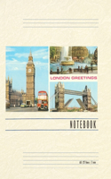 Vintage Lined Notebook London Greetings, Color Scenes