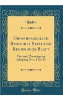 Großherzoglich Badisches Staat-und Regierungs-Blatt: Vier und Zwanzigster Jahrgang Nro. 1 bis 29 (Classic Reprint)