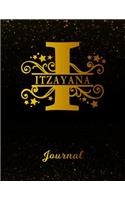 Itzayana Journal: Letter I Personalized First Name Personal Writing Diary Black Gold Glittery Space Effect Cover Daily Diaries for Journalists & Writers Note Taking W