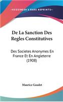 de la Sanction Des Regles Constitutives