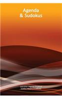 Calendrier / Agenda Perpétuel avec Sudokus Moyens et Difficiles - Couverture Vagues Oranges (15 x 23 cm)