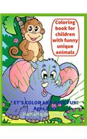 Coloring book for children with funny unique animals