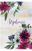 Stephenie: Personalized Journal Gift Idea for Women (Burgundy and White Mums)