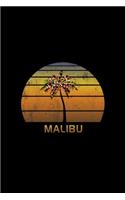 Malibu: Christmas Notebook With Retro California Sunset Holiday Palm Tree Design. Vintage Soft Cover Travel Journal Diary With Lined Wide Ruled Paper.
