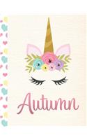 Autumn: 2020. Personalized Weekly Unicorn Planner For Girls. 8.5x11 Week Per Page 2020 Planner/Diary With Pink Name