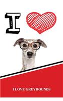 I Love Greyhounds: Isometric Dot Paper Portrait Notebook 120 Pages 6x9