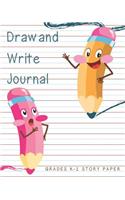 Draw and Write Journal Grades K - 2 Story Paper: Dashed Midline and Drawing Space School Exercise Book