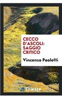 Cecco d'Ascoli: Saggio Critico