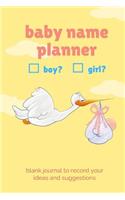 Baby Name Planner Blank Journal To Record Your Ideas And Suggestions