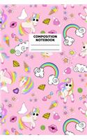 Composition Notebook: 100 Pages Standard 6 x 9 School Subject Composition Books - Lovely Unicorn Wide Ruled Notebook Lined Rule Journal for Children Kids Girls Teens Wome