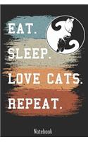 Eat. Sleep. Love Cats. Repeat.: Notebook college book diary journal booklet memo composition book 110 sheets - ruled paper 6x9 inch