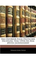 Oxforder Buch Deutscher Dichtung, Vom 12Ten Bis Zum 20Sten Jahrhundert