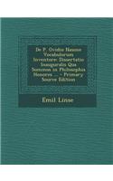 de P. Ovidio Nasone Vocabulorum Inventore: Dissertatio Inauguralis Qua Summos in Philosophia Honores ...