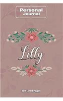 Lilly Notebook Journal Personal Diary Personalized Name 120 pages Lined (6x9 inches) (15x23cm)