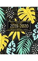 Teacher 2019-2020 Weekly & Monthly Planner: Planner Weekly and Monthly: Calendar Schedule, Grid Notes, Important Birthdays Dates, Attendance Record Colorful Tropical Leaves September To August