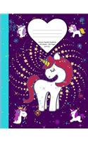 Unicorn Sparkle Notebook: School Supplies Primary Composition Book for Kids