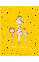 Friendly: Cute girls collection cover and Dot Graph Line Sketch pages, Extra large (8.5 x 11) inches, 110 pages, White paper, Sketch, Draw and Paint(1 Cute Girls Collection Notebook)