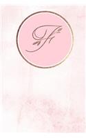 F: Monogram Journal Monogrammed with Personalized Rose Gold Letter 'f'(6 Pastel Pink Rose Gold Monogram)