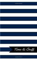 Notes & Stuff Lined Notebook With Sapphire Blue Striped Pattern Cover