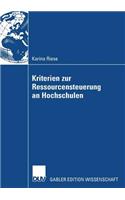 Kriterien Zur Ressourcensteuerung an Hochschulen