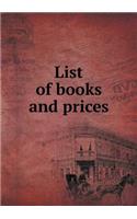 List of Books and Prices