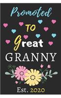 Promoted To Great Granny est.2020: lined notebook, funny gift for Grandmother