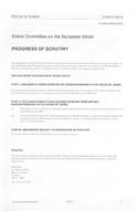Progress of scrutiny, 30 November 2009: (2009-10 EUC-1 House of Lords Papers)