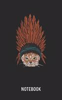 Notebook: Blank & Dotted Native American Cat Journal (6" x 9")