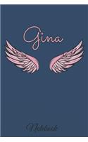 Gina Notebook: A beautiful personalized angel wings soft cover notebook with 100 lined pages in 6x9 inch format. Personal Diary Personalized Journal Customized Jou