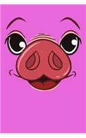 Pig Face Lined Notebook: Fun Pig Face 6 x 9 120 Page Lined Notebook