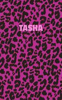 Tasha: Personalized Pink Leopard Print Notebook (Animal Skin Pattern). College Ruled (Lined) Journal for Notes, Diary, Journaling. Wild Cat Theme Design wi