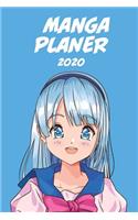 Manga Planer 2020 [Wöchentlich] [6x9]: Anime Manga Kalender Organizer Kalender Zeitplan für Produktivität und Zeitverwendung, Mädchen blau Haare blau Hintergrund