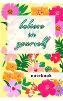 Blank Plain Notebook: Believe In Yourself