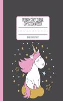 Primary Story Journal Composition Notebook: Grades K-2 Dashed Midline and Picture Space Journal: Pretty Lilac Unicorn and Stars