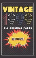 Vintage Journal: Birthday Gifts For Him. Blank Lined Paperback Journal. Retro Style Comics Present For Anyone Born On 1999 Year Old Men.