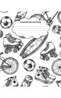 Sports Composition Notebook: Blank Lined Cute Notebooks for Girls Teens Kids School Writing Notes Journal (7.5 x 9.25 in)