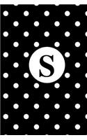 S: White Polka Dots / Monogram Initial 'S' Notebook: (6 x 9) Diary, Daily Planner 100 Lined Pages, Smooth Glossy Cover