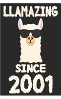 Llamazing Since 2001: Blank Lined Journal, Funny Happy Birthday Sketchbook, Notebook, Diary Perfect Gift For 18 Year Old Boys And Girls