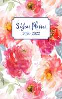 3 Year Planner: 3 Year Calendar Planner for January 2020 - December 2022, Includes Contacts + Notes Page, 36 Month Planner, 3 Year Monthly Planner + Notes Section, 