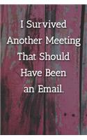 I Survived Another Meeting That Should Have Been an Email. Notebook: Lined Journal, 120 Pages, 6 x 9, Work Gag Gift, Pink Fence Matte Finish (I Survived Another Meeting That Should Have Been an Email. Journal)