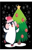 Penguin Dancing Around Christmas Tree: Journal / Notebook / Diary Gift - 6"x9" - 120 pages - White Lined Paper - Matte Cover