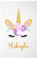 Mikayla A5 Lined Notebook 110 Pages: Funny Blank Journal For Lovely Magical Unicorn Face Dream Family First Name Middle Last Surname. Unique Student Teacher Scrapbook/ Composition Great