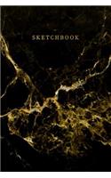 Sketchbook: Marble + Gold Blank Notebook 110 Pages Unruled Journal for Drawing Doodling Journaling Writing Notes 8.5 X 11 Glossy Softback Cover