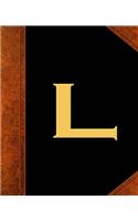 Monogram L Personalized School Composition Book Vintage Style 130 Pages