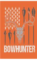 Pocket Hunting Outdoors Minimalist Blank Ruled Journal Notebook: Bowhunter Design Orange