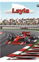 Layla: Race Car Personalized Name Notebook Journal Diary Sketchbook with 120 Lined Pages 6x9