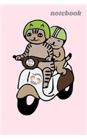 Notebook: Cute Cats Moped Scooter Book Notepad Notebook Composition and Journal Gratitude Diary