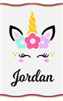 Jordan: Personal Notebook Personal Diary Unicorn Notebook Personalized Journal Customized Journal Unicorn Lover Gift Personal Name Notebook