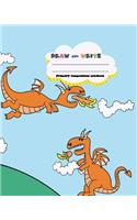 DRAW and WRITE primary composition notebook, 8 x 10 inch 200 page, Cute Dragon fly on blue sky